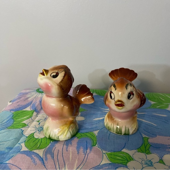Vintage Lefton Norcrest bird Salt & Pepper shaker set Anthropomorphic rare - Picture 2 of 13